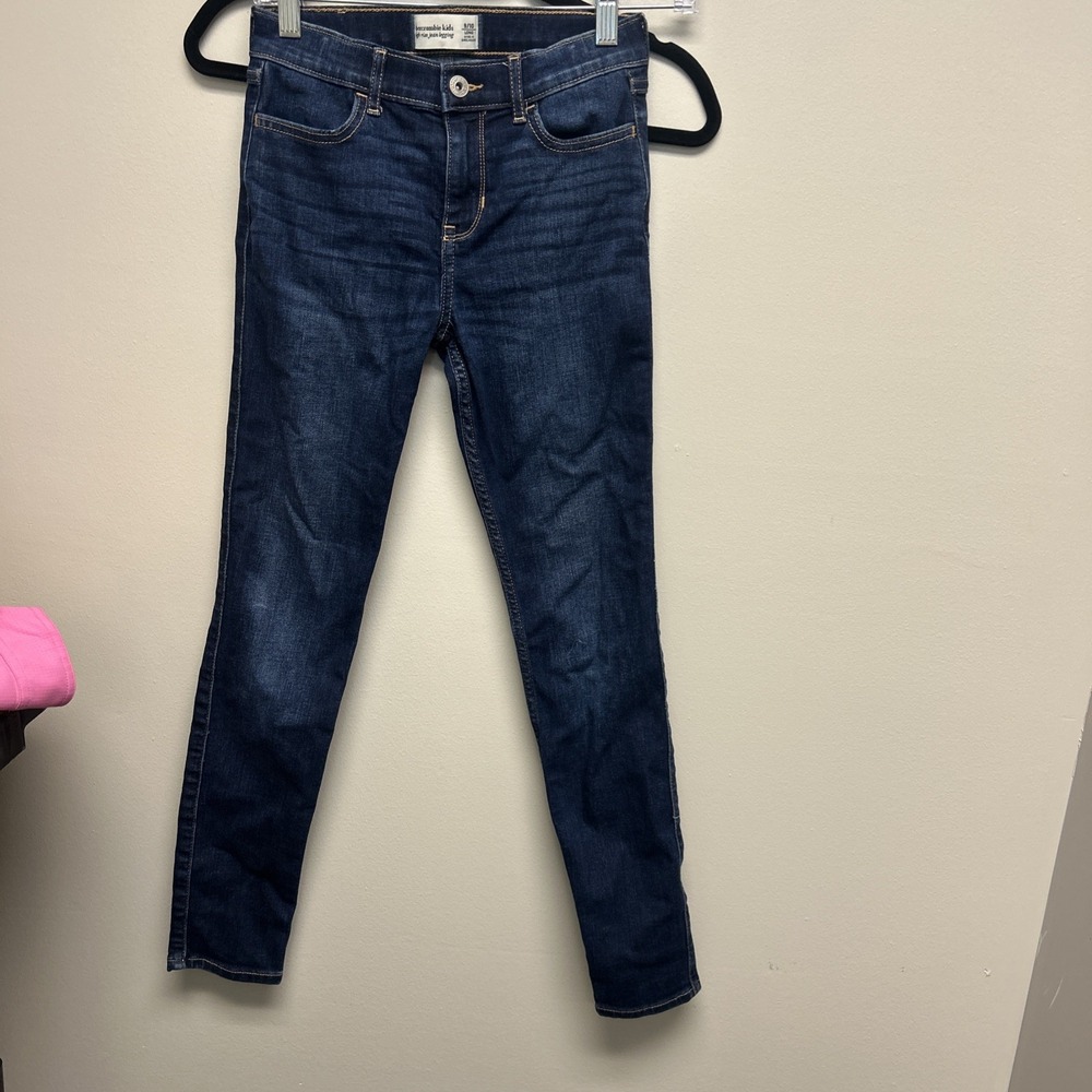 Abercrombie Kids Girls high Rise Pull-On Jegging Jeans Dark Wash 9/10 long